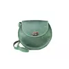 Женская кожаная сумка Круглая зеленая винтажная