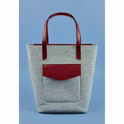 Фетровая женская сумка Шоппер D.D. с кожаными бордовыми вставками