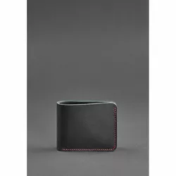 Мужское кожаное портмоне 4.1 (4 кармана) черное с красной нитью