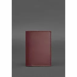 Кожаная обложка для паспорта 1.2 бордовая Краст