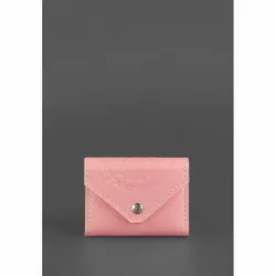 Женский кожаный кард-кейс 3.0 (Гармошка) Розовый с мандалой