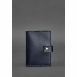 Кожаная обложка для паспорта 5.0 (с окошком) темно-синяя Краст