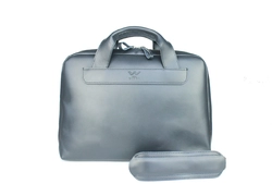Кожаная деловая сумка Attache Briefcase синий