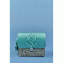 Фетровая женская бохо-сумка Лилу с кожаными бирюзовыми вставками