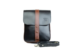 Мужская кожаная сумка Mini Bag черно-коричневая
