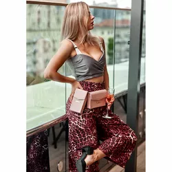 Набор женских розовых кожаных сумок Mini поясная/кроссбоди