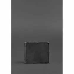 Мужское кожаное портмоне черное 1.0 зажим для денег Crazy Horse