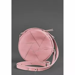 Кожаная круглая женская сумка Бон-Бон розовая