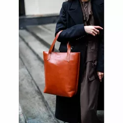 Кожаная женская сумка шоппер D.D. светло-коричневая