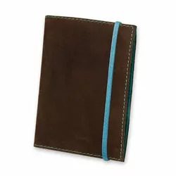 Кожаная обложка для паспорта 1.0 темно-коричневая с бирюзовым