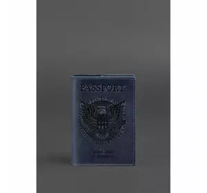 Кожаная обложка для паспорта с американским гербом синяя