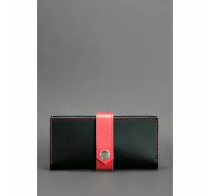 Кожаное женское портмоне 3.0 черное с красным