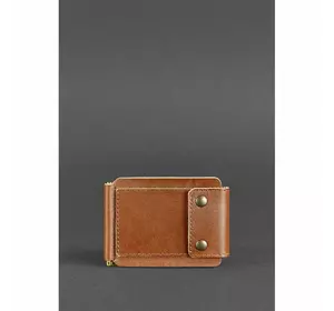 Мужское кожаное портмоне светло-коричневое 10.0 зажим для денег