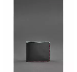 Мужское кожаное портмоне 4.1 (4 кармана) черное с красной нитью
