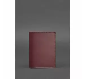 Кожаная обложка для паспорта 1.2 бордовая Краст