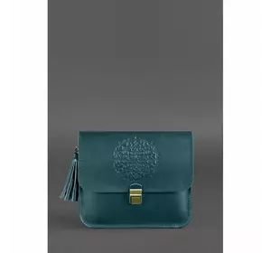 Кожаная женская бохо-сумка Лилу зеленая