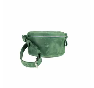 Кожаная поясная сумка зеленая