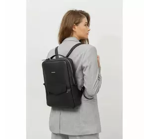 Кожаный женский городской рюкзак на молнии Cooper черный флотар
