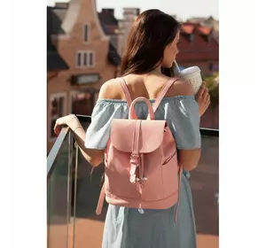 Кожаный женский рюкзак Олсен розовый
