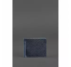 Мужское кожаное портмоне синее 1.0 зажим для денег Карбон