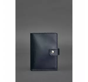 Кожаная обложка для паспорта 5.0 (с окошком) темно-синяя Краст