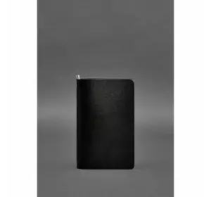 Угольно-черный кожаный блокнот (софт-бук) 8.0 на резинке