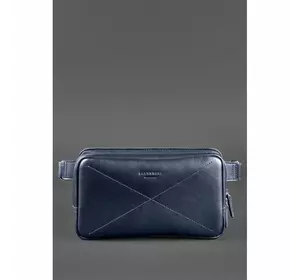 Кожаная поясная сумка Dropbag Maxi темно-синяя