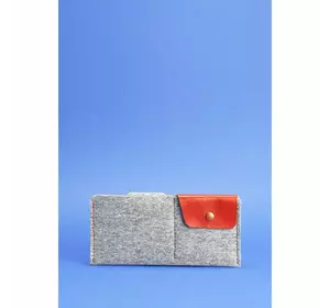 Фетровое портмоне-купюрник 8.0 с кожаными коричневыми вставками