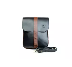 Мужская кожаная сумка Mini Bag черно-коричневая