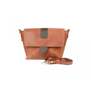 Женская кожаная сумка Nora коньячно-коричневая винтажная