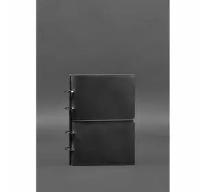 Кожаный блокнот на кольцах (софт-бук) 9.0 в мягкой черной обложке