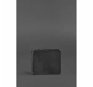 Мужское кожаное портмоне черное 1.0 зажим для денег Crazy Horse