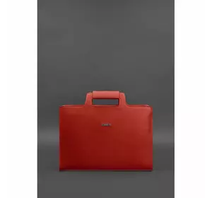 Женская кожаная сумка для ноутбука и документов красная