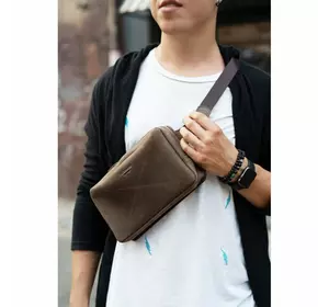 Кожаная поясная сумка Dropbag Maxi темно-коричневая