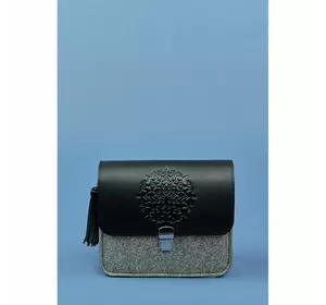 Фетровая женская бохо-сумка Лилу с кожаными черными вставками