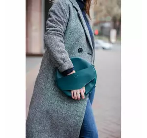 Кожаная женская круглая сумка-рюкзак Maxi зеленая