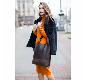 Кожаная женская сумка шоппер Бэтси темно-коричневая