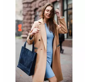 Кожаная женская сумка шоппер Бэтси синяя